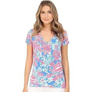 Lilly Pulitzer Women's S Michele Top Bay Blue Pop Tee